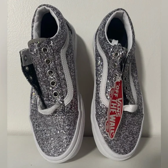 Vans Old Skool Silver Glitter Sneakers - Picture 2 of 5